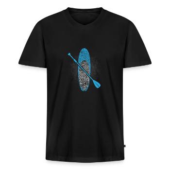 Stand Up Paddle DNA - T-shirt encolure en V Premium bio Homme - noir - Devant - Nico (187cm)