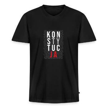 Konstytucja Constitution | Poland, Polish, Polska - Men's Premium Organic T-shirt with V-neck - black - Front - Nico (187cm)