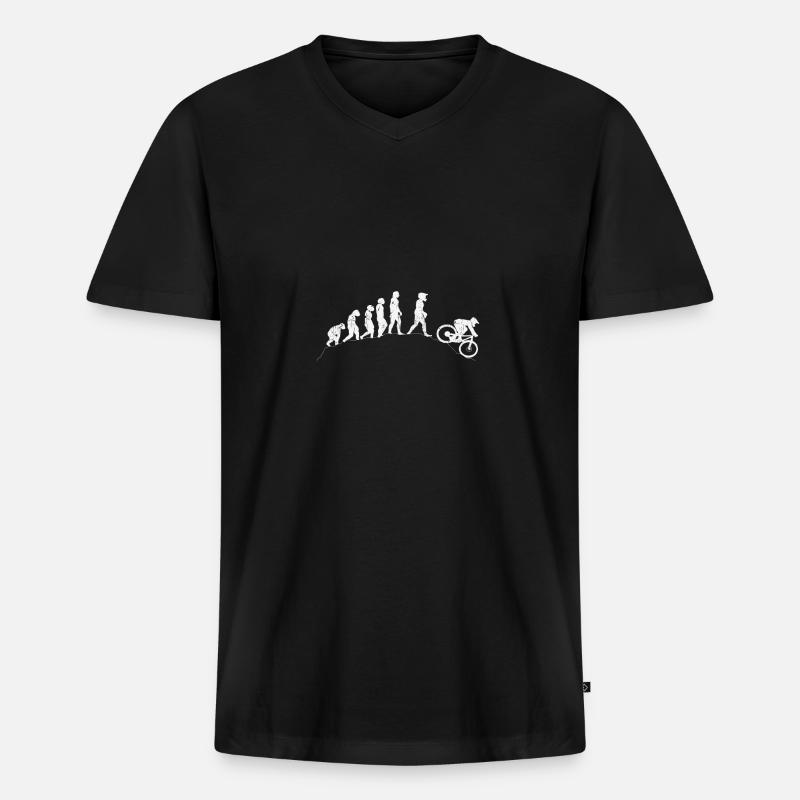 Evolution Mountainbiken für Mountainbiker - Männer Premium Bio T-Shirt mit V-Ausschnitt - Schwarz