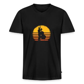 Kontrabass Retro Kontrabassist Jazz Geschenk - Männer Premium Bio T-Shirt mit V-Ausschnitt - Schwarz - Vorne - Nico (187cm)