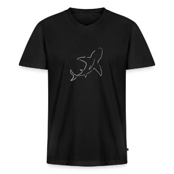 hai - Männer Premium Bio T-Shirt mit V-Ausschnitt - Schwarz - Vorne - Nico (187cm)