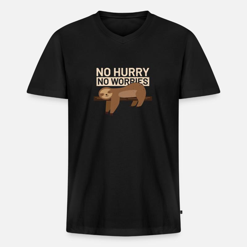 faultier - Männer Premium Bio T-Shirt mit V-Ausschnitt - Schwarz
