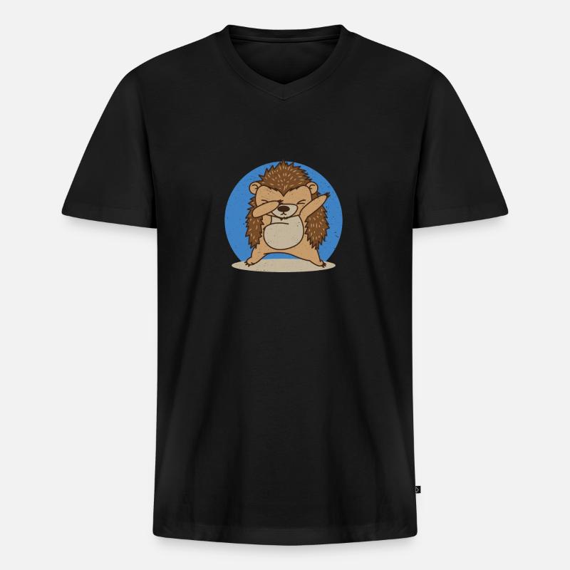 Igel - Männer Premium Bio T-Shirt mit V-Ausschnitt - Schwarz