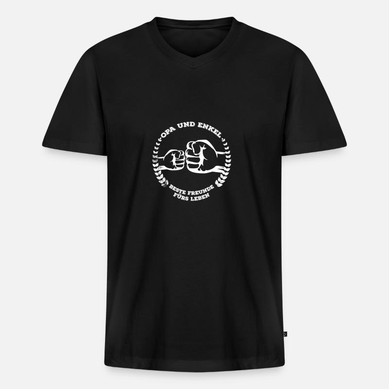opa - Männer Premium Bio T-Shirt mit V-Ausschnitt - Schwarz