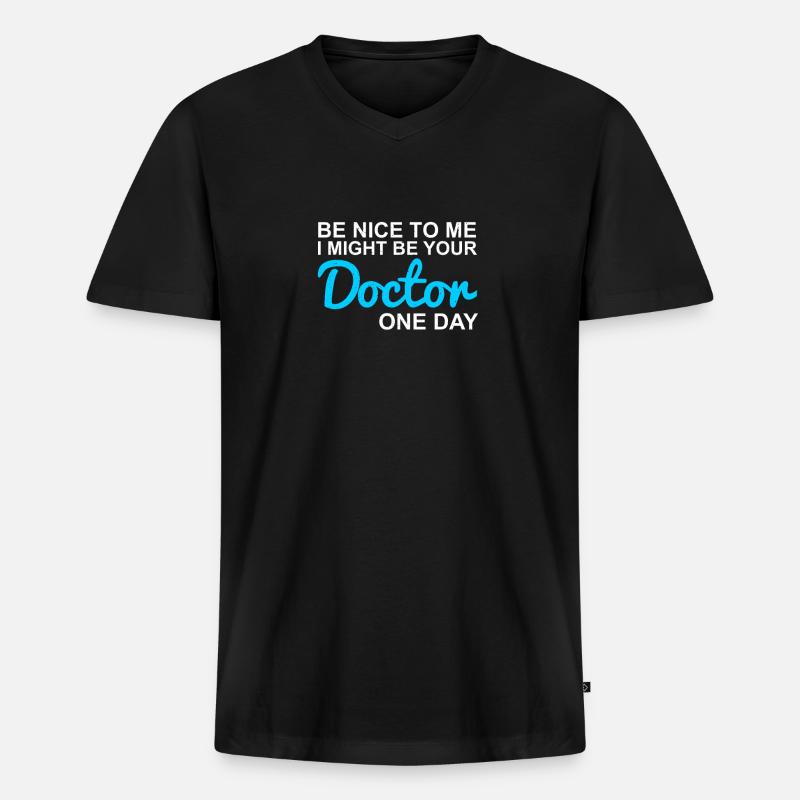 Doktor - Männer Premium Bio T-Shirt mit V-Ausschnitt - Schwarz