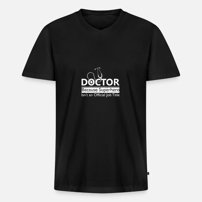 Doktor - Männer Premium Bio T-Shirt mit V-Ausschnitt - Schwarz
