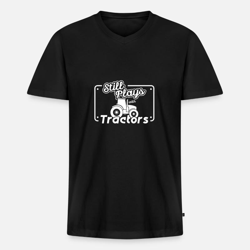 bauer - Männer Premium Bio T-Shirt mit V-Ausschnitt - Schwarz