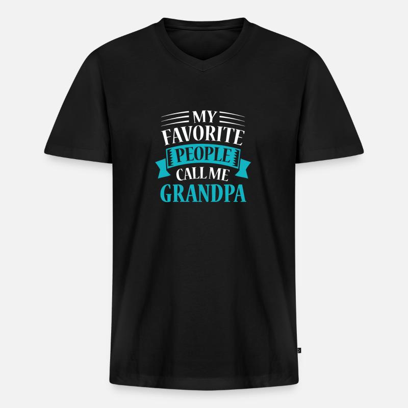 opa - Männer Premium Bio T-Shirt mit V-Ausschnitt - Schwarz