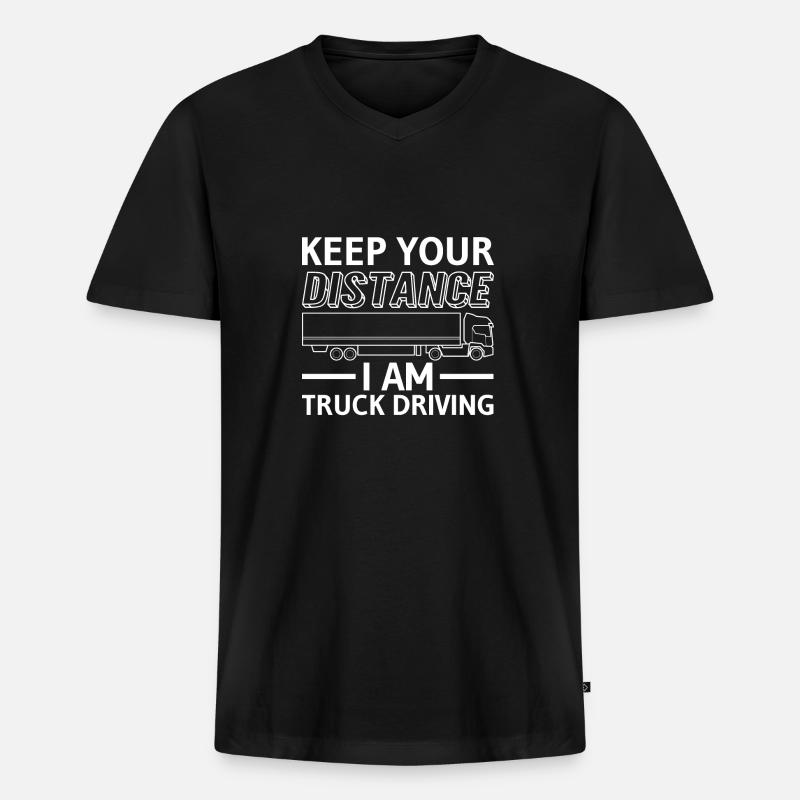 trucker - Männer Premium Bio T-Shirt mit V-Ausschnitt - Schwarz