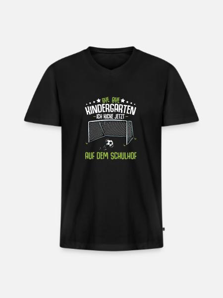 Bye Kindergarten Einschulung Schulanfang Fussball - Männer Premium Bio T-Shirt mit V-Ausschnitt - Schwarz
