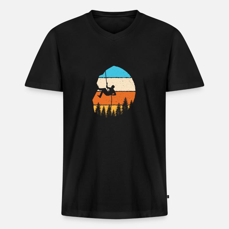 Kletterer Klettern Bouldern - Männer Premium Bio T-Shirt mit V-Ausschnitt - Schwarz