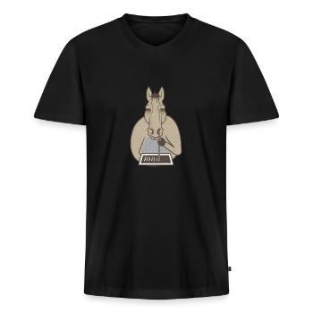 Keta Ketamin Pferd Drug Party Festival Outfit - Männer Premium Bio T-Shirt mit V-Ausschnitt - Schwarz - Vorne - Nico (187cm)