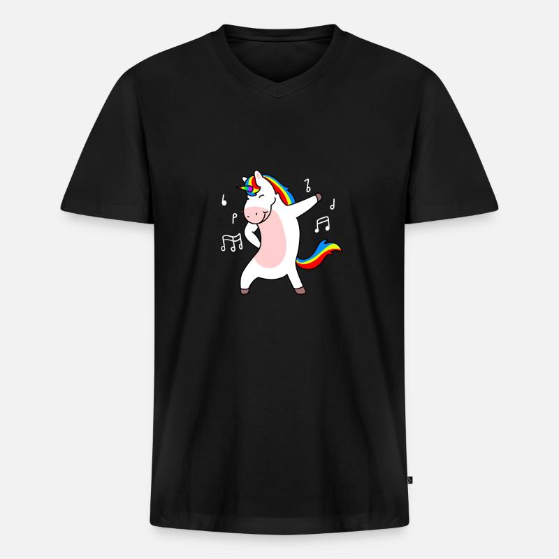 Tanzendes Einhorn - Männer Premium Bio T-Shirt mit V-Ausschnitt - Schwarz
