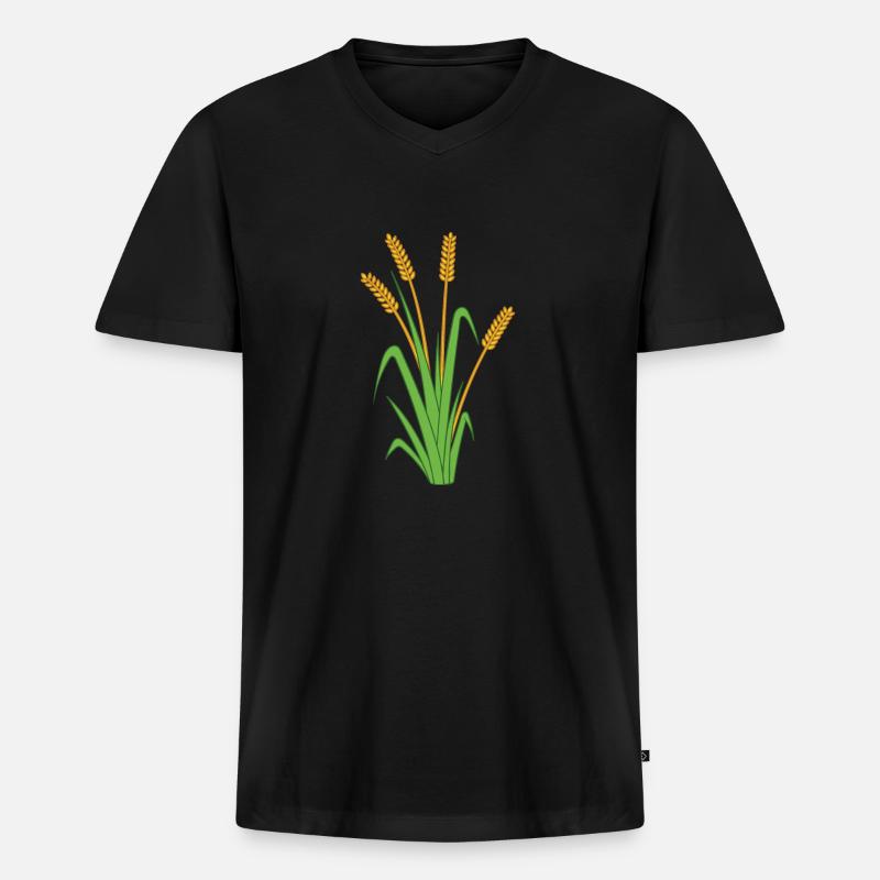 Weizen - Männer Premium Bio T-Shirt mit V-Ausschnitt - Schwarz