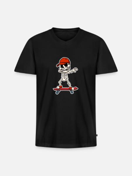 Skater Skating Skateboard Skeleton Skul - Men's Premium Organic T-shirt with V-neck - black