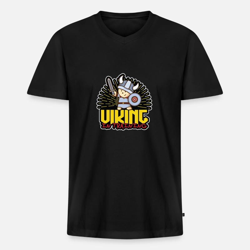 Viking in Training - Männer Premium Bio T-Shirt mit V-Ausschnitt - Schwarz