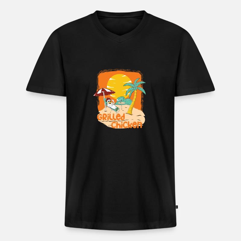 Grilled Chicken - Männer Premium Bio T-Shirt mit V-Ausschnitt - Schwarz