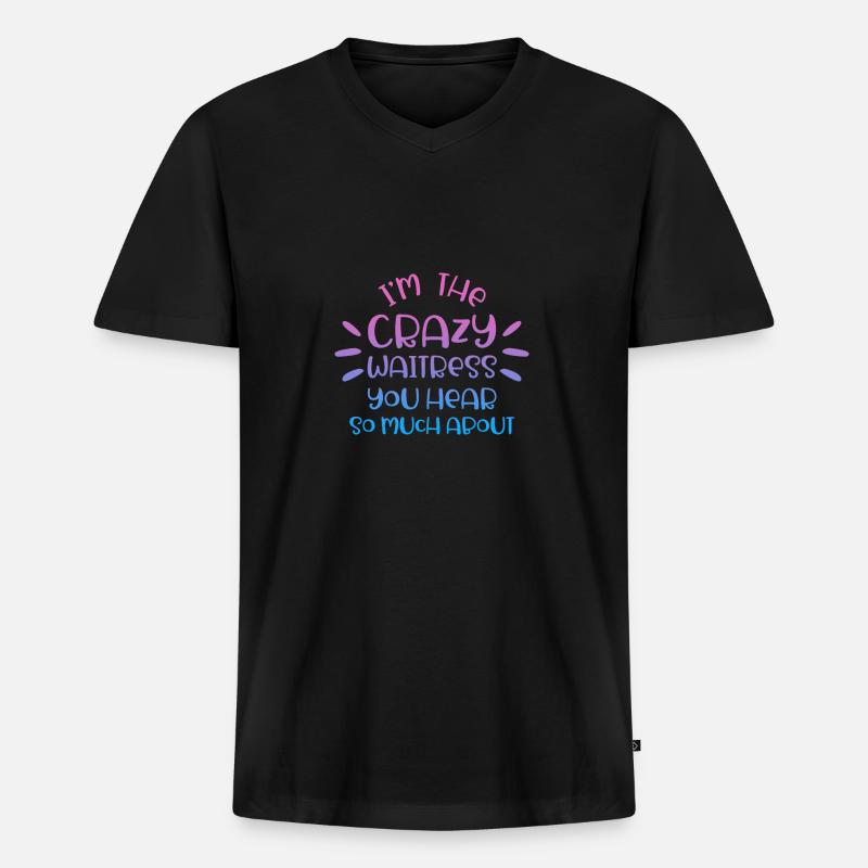 Diner Bar Kellnerin Kellner - Männer Premium Bio T-Shirt mit V-Ausschnitt - Schwarz