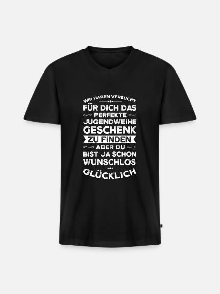 Jugendweihe Jugend Konfirmation Geschenk - Männer Premium Bio T-Shirt mit V-Ausschnitt - Schwarz
