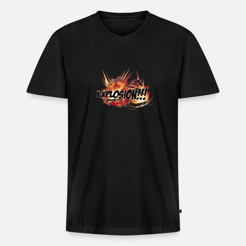 Explosion - Männer Premium Bio T-Shirt mit V-Ausschnitt - Schwarz