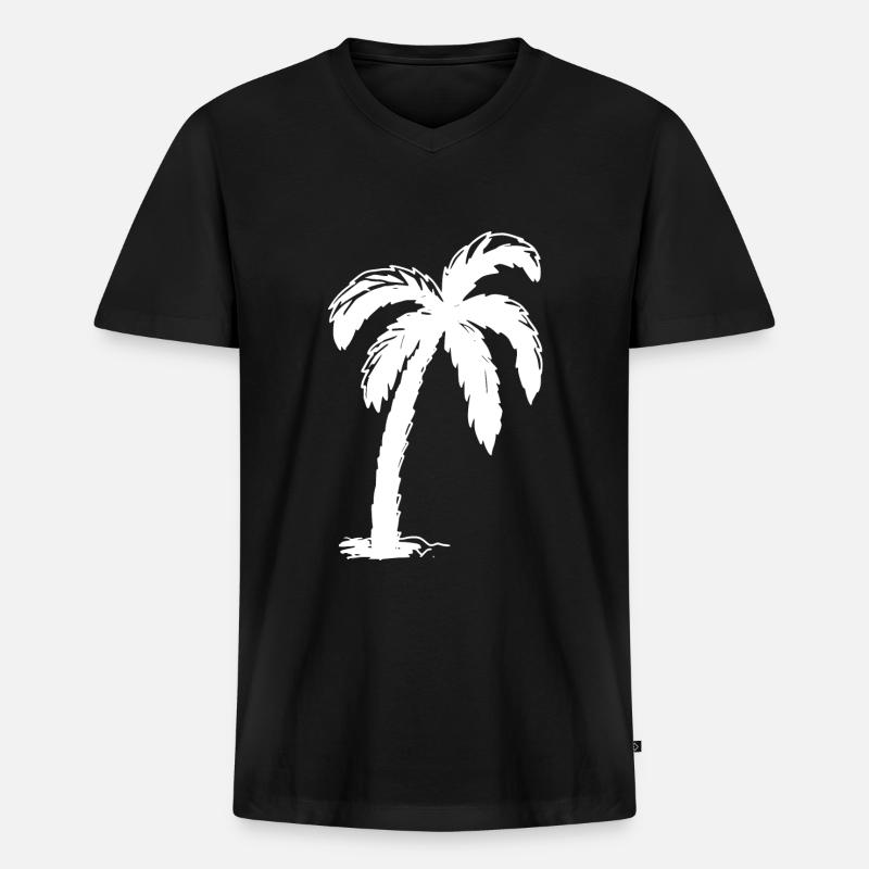 Pop Art | Palme - Männer Premium Bio T-Shirt mit V-Ausschnitt - Schwarz