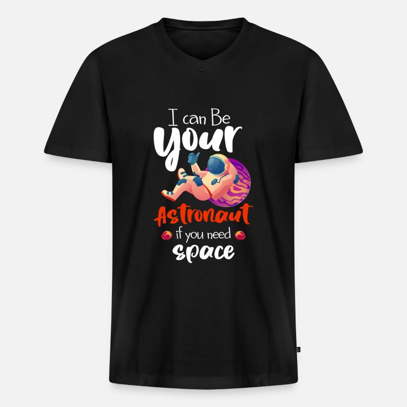 Weltall Logo Stern Spaceman - Männer Premium Bio T-Shirt mit V-Ausschnitt - Schwarz