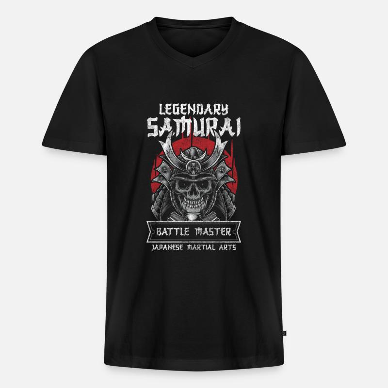 Samurai Kampfsport Katana - Männer Premium Bio T-Shirt mit V-Ausschnitt - Schwarz
