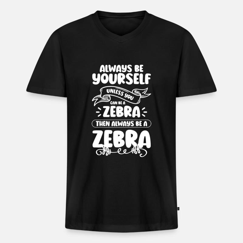 Zebra Afrika Steppenzebra - Männer Premium Bio T-Shirt mit V-Ausschnitt - Schwarz