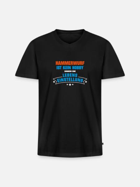 Hammerwurf Sportart - Männer Premium Bio T-Shirt mit V-Ausschnitt - Schwarz