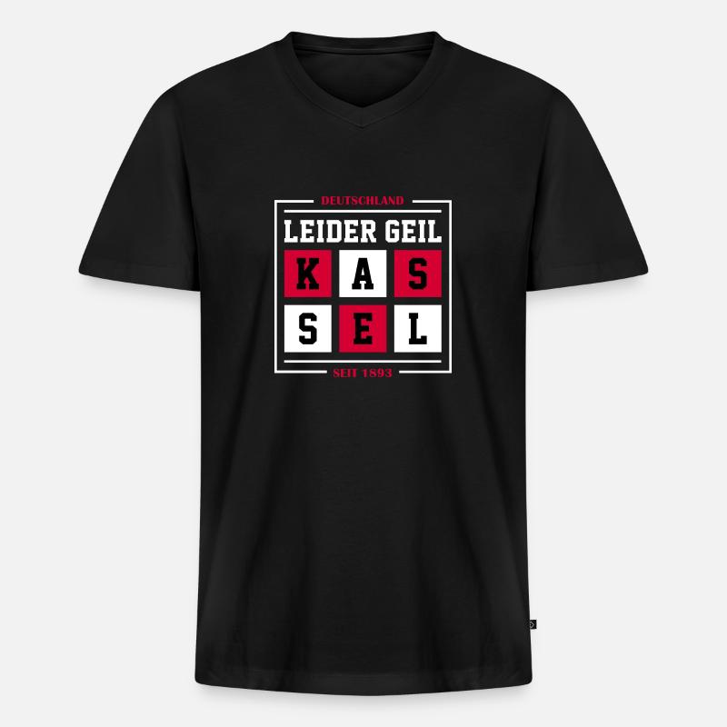 Kassel - Männer Premium Bio T-Shirt mit V-Ausschnitt - Schwarz