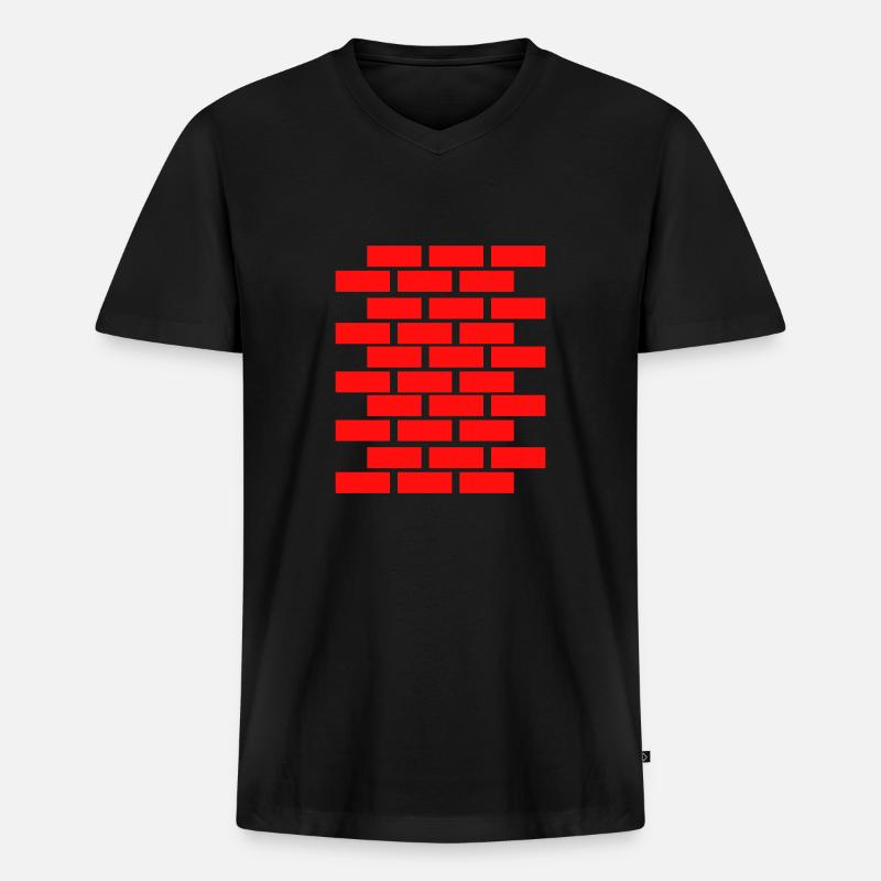 mauer - Männer Premium Bio T-Shirt mit V-Ausschnitt - Schwarz