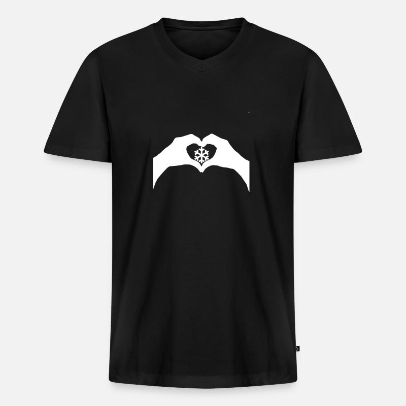 Love Schnee - Männer Premium Bio T-Shirt mit V-Ausschnitt - Schwarz