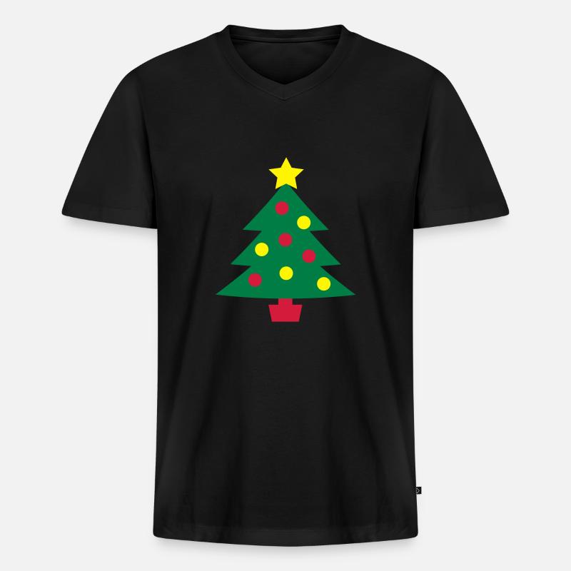 Weihnachtsbaum - Männer Premium Bio T-Shirt mit V-Ausschnitt - Schwarz