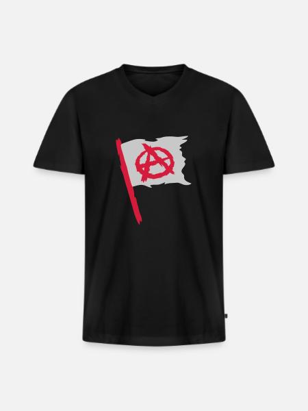 Flag anarchy symbol logo - Men's Premium Organic T-shirt with V-neck - black
