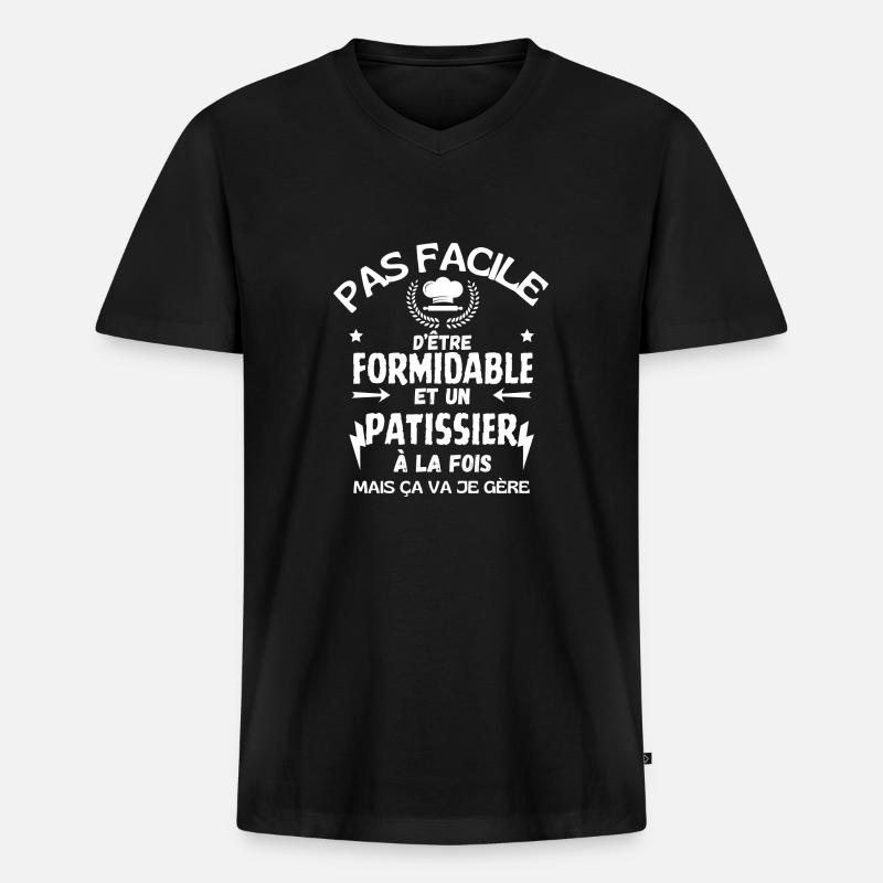 HERVORRAGENDER KONDITOR - Männer Premium Bio T-Shirt mit V-Ausschnitt - Schwarz
