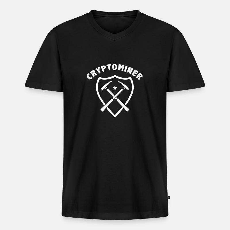 Krypto Kryptowährung Mining Miner Geschenk - Männer Premium Bio T-Shirt mit V-Ausschnitt - Schwarz
