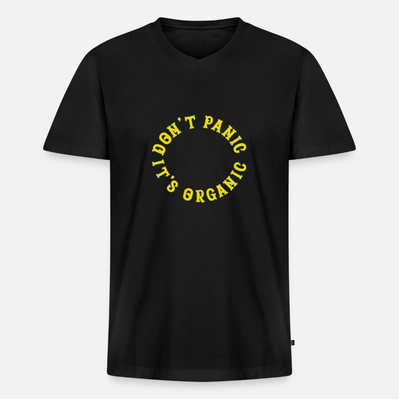 Dont Panic its Organic - Männer Premium Bio T-Shirt mit V-Ausschnitt - Schwarz