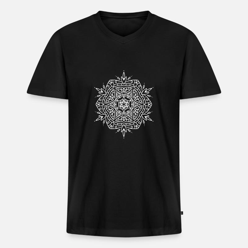 Blumen Mandala - Männer Premium Bio T-Shirt mit V-Ausschnitt - Schwarz