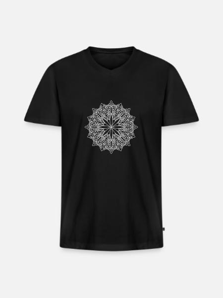 Fleurs Mandala - T-shirt encolure en V Premium bio Homme - noir