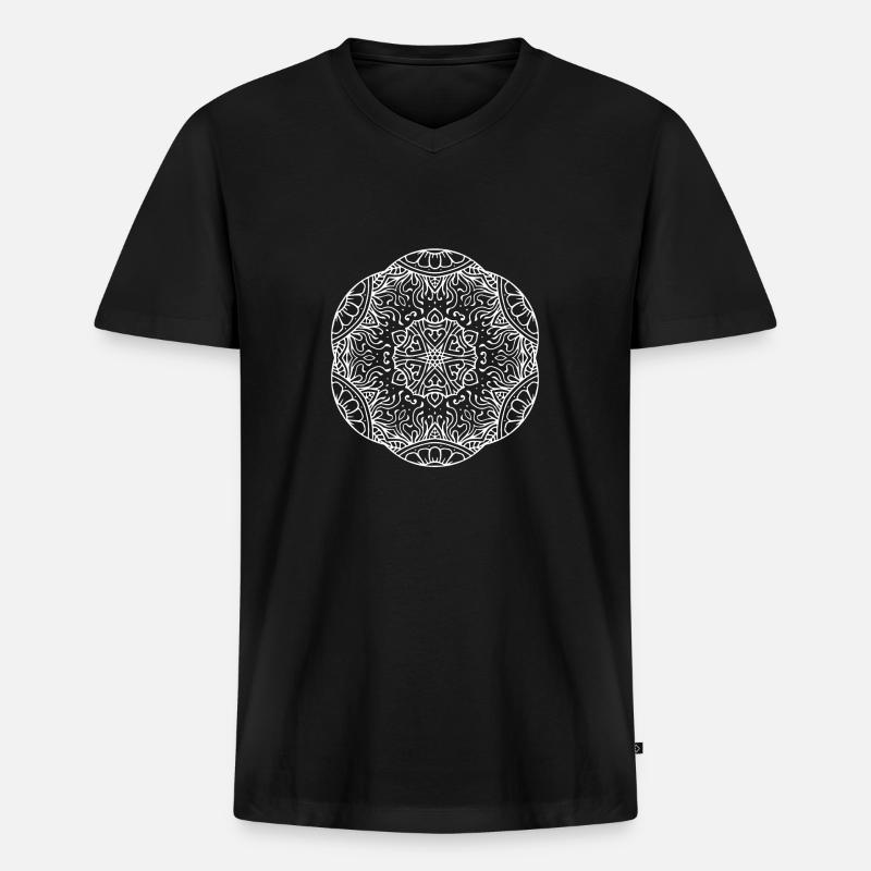 Blumen Mandala - Männer Premium Bio T-Shirt mit V-Ausschnitt - Schwarz