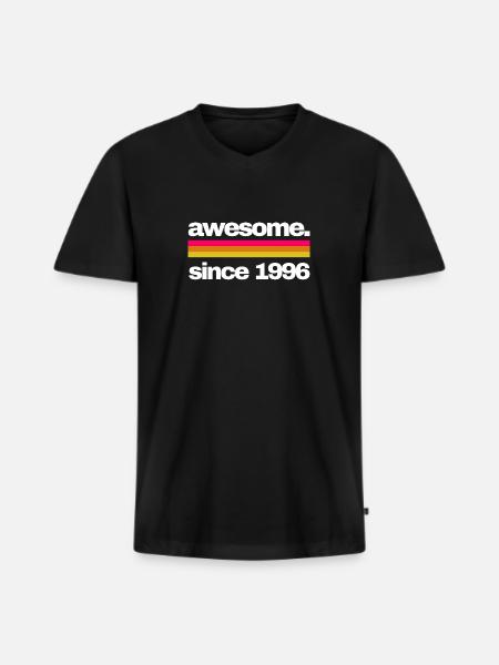 awesome since 1996 - Männer Premium Bio T-Shirt mit V-Ausschnitt - Schwarz