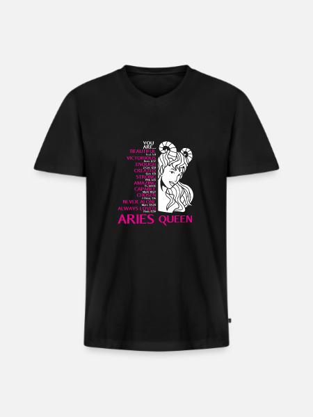 Sternzeichen Widder - Männer Premium Bio T-Shirt mit V-Ausschnitt - Schwarz