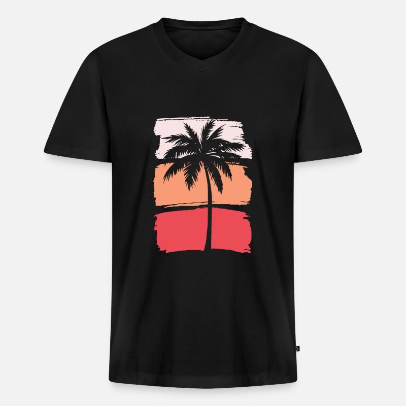 Palme Silhouette - Männer Premium Bio T-Shirt mit V-Ausschnitt - Schwarz