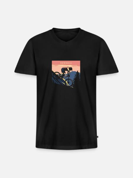 VTT VTT VTT Descente - T-shirt encolure en V Premium bio Homme - noir