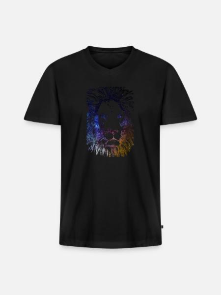 Lion Galaxy - Men's Premium Organic T-shirt with V-neck - black