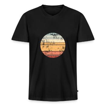 Retro Sunset Hintergrund Kreis - Männer Premium Bio T-Shirt mit V-Ausschnitt - Schwarz - Vorne - Nico (187cm)