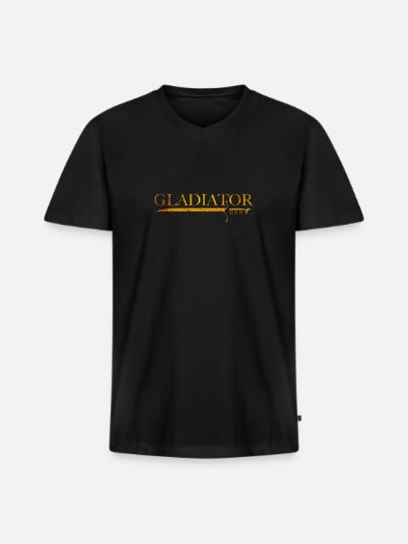 Gladiator - T-shirt encolure en V Premium bio Homme - noir