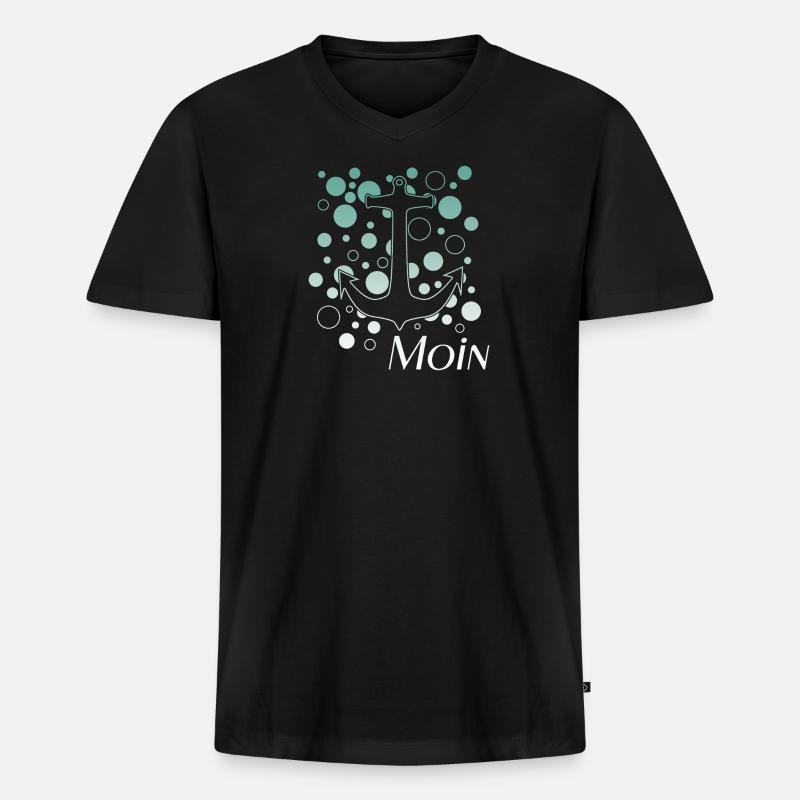Moin - Männer Premium Bio T-Shirt mit V-Ausschnitt - Schwarz