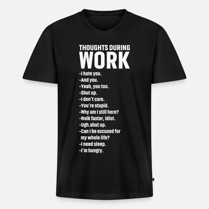 thoughts during work - Männer Premium Bio T-Shirt mit V-Ausschnitt - Schwarz
