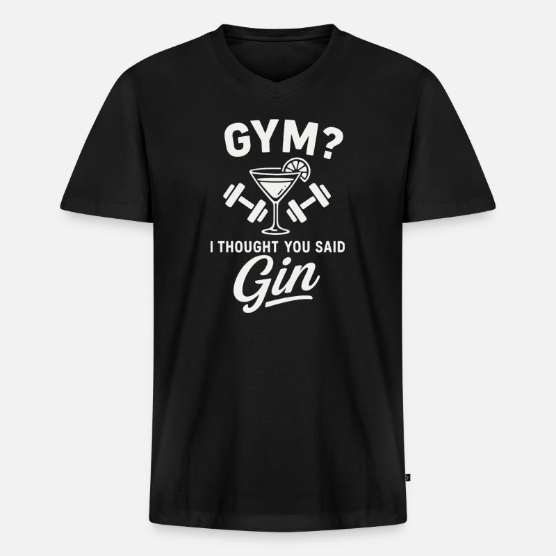 Gym oder Gin ? - Männer Premium Bio T-Shirt mit V-Ausschnitt - Schwarz
